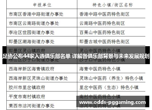 足协公布44家入选俱乐部名单 详解各俱乐部背景与未来发展规划
